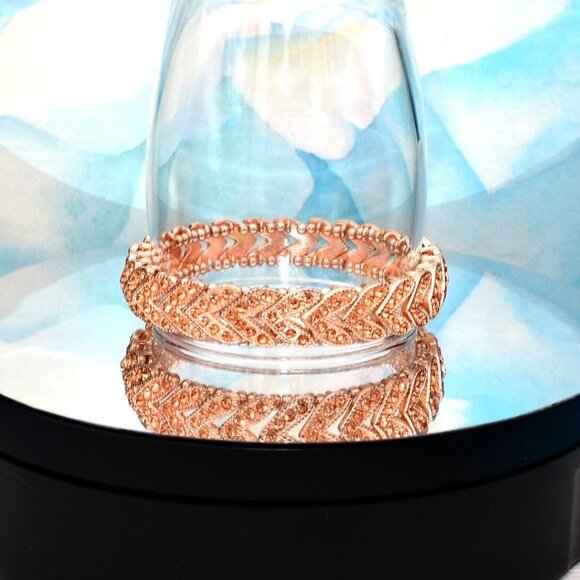 Gemmed Arrow Bead Stretch Bracelet Rose Gold Caroline C Estate Collection Piece - Picture 9 of 9